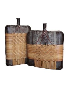 Rattan Wrapped Ceramic Pot (Large)