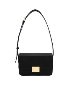 Book Shaped Lock Baguette Bag (Large, Black)