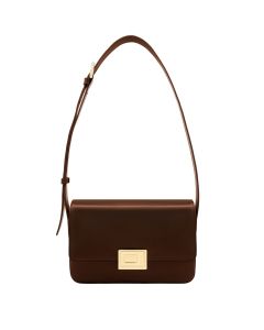 Book Shaped Lock Baguette Bag (Large, Chocolate)