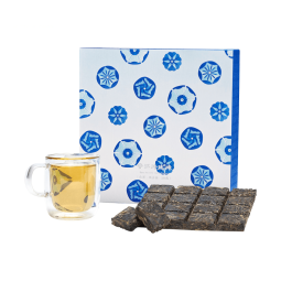 5-Year Pu'er Linglong Brick Raw Tea - Blue & White Brocade