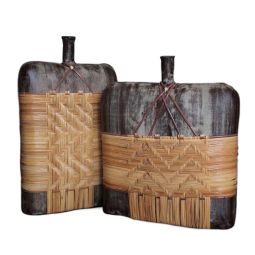 Rattan Wrapped Ceramic Pot (Large)