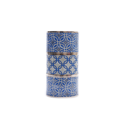 Round Tiffin Box with Floral & Lattice Pattern