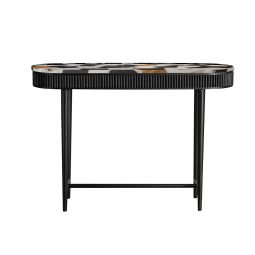 Mausam Console Table (Black Ash Base, Marble Terrazzo Top)