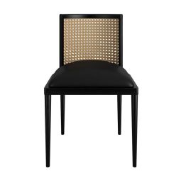 Mera Dining Chair (Black Ash Frame, Black Leather Seat)