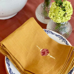 Table Runner & Embroidered Lanterns Napkins Set