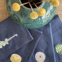 Embroidered Chinese Food Napkins (Set of 4)