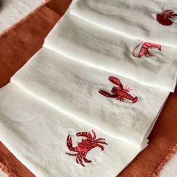 Embroidered Seafood Napkins (White)