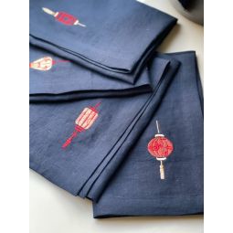 Embroidered Lantern Napkins (Set of 4) - Various Colors