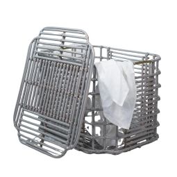 Art Deco Cane Tray and Baskets Bundle with Lid (Gray)