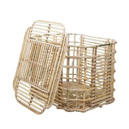 Art Deco Cane Tray and Baskets Bundle with Lid (Natural)