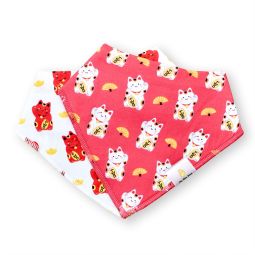 Bandana Bib 2pcs Set - Lucky Cat