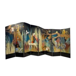 Jungle Fantasia Decorative 8 Panel Screen (Noir)