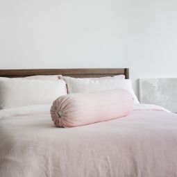 Linen Bolster Case (Soft Blush x Dusty Rose)