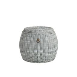 Weave Weatherproof Pouf with Storage (Medium, Gray)