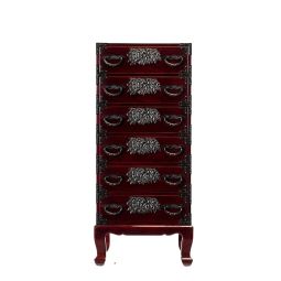 Wooden Lacquer Chest of Drawers (Nekoashi-rokuhaihiki Kijiro-urushi)